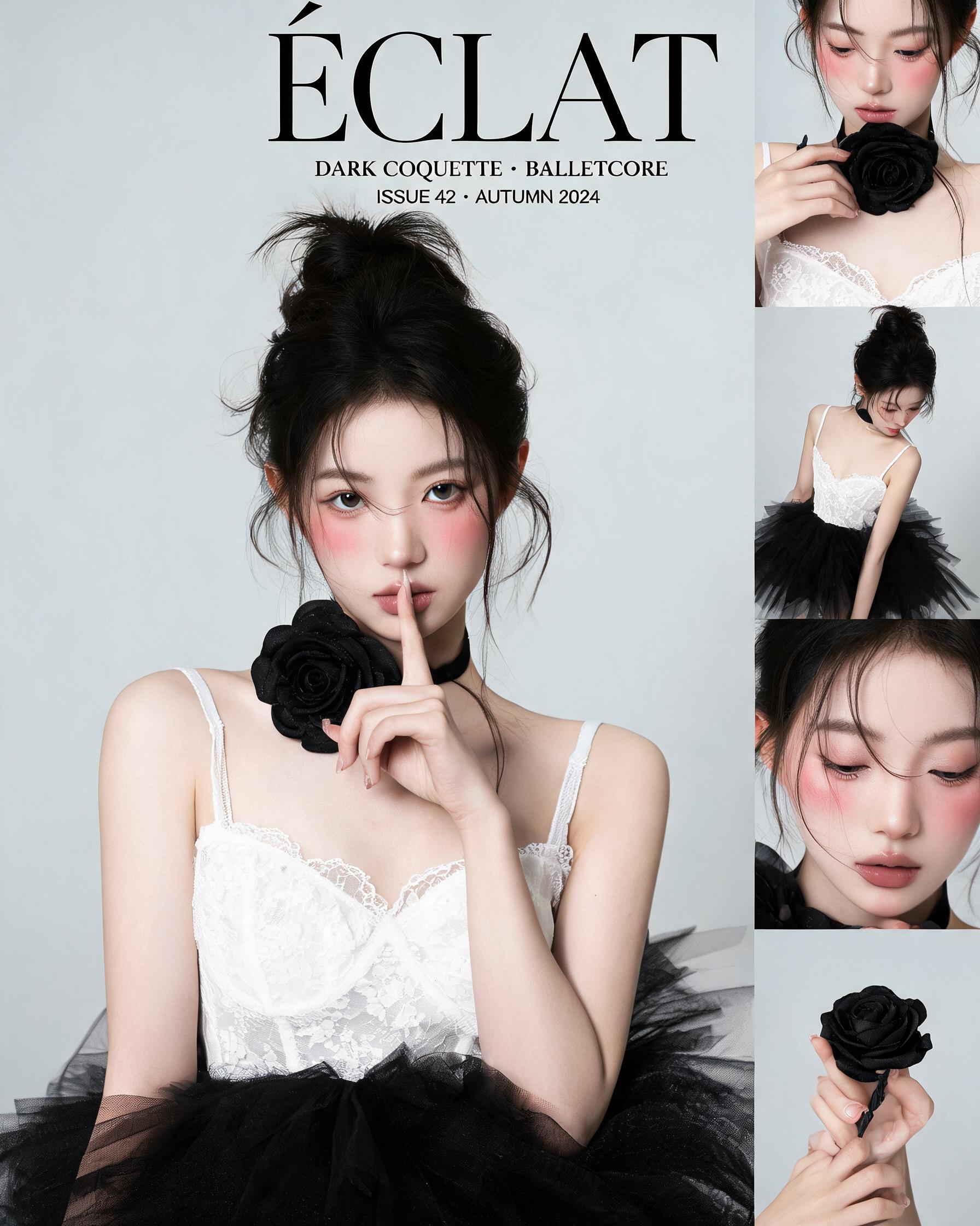 Dark Coquette Balletcore Fashion Magazine Cover Collage generated example 1