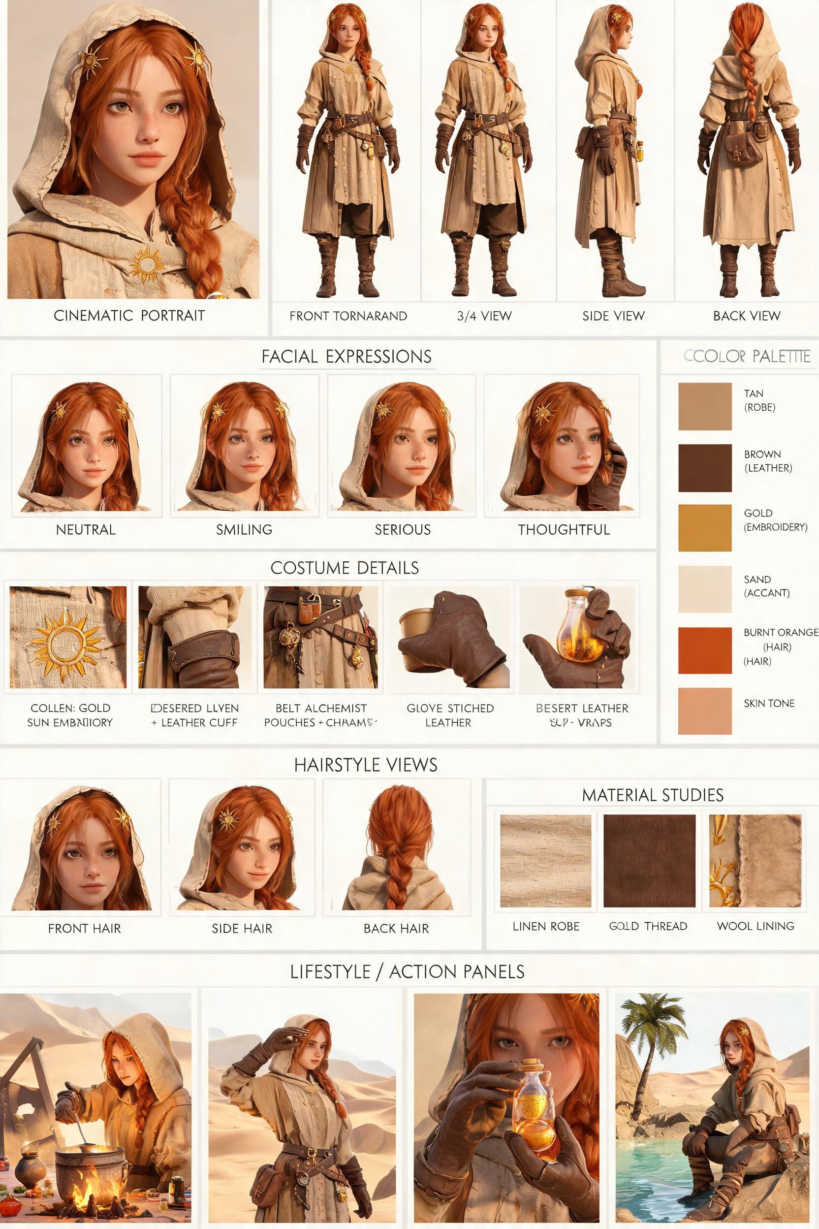 2K Multi-Panel Game Character Reference Sheet Workflow generated example 1