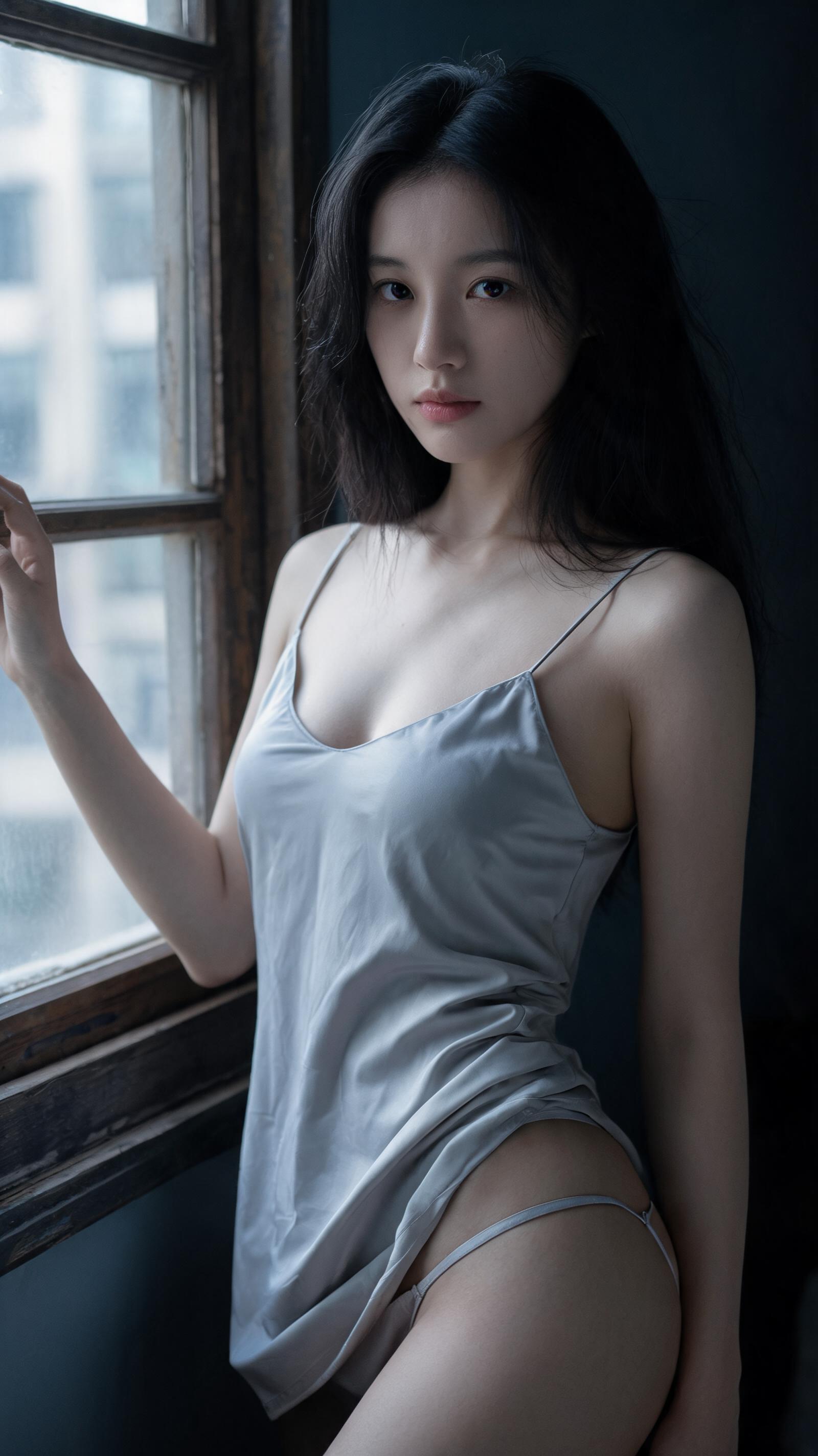 2K Cinematic Low-Key Indoor Female Portrait Workflow generated example 1