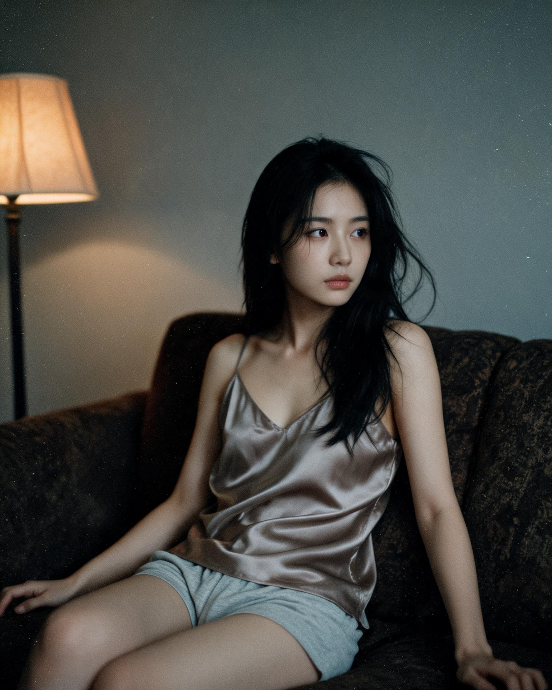 Muted Cinematic Indoor Domestic Portrait Workflow generated example 1